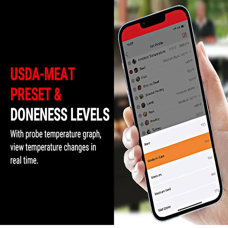 ThermoPro TP930 Wireless 200M Bluetooth Rechargeable Barbecue Grill Kitchen Digital Thermometer With 4 Probes For Meat Oven