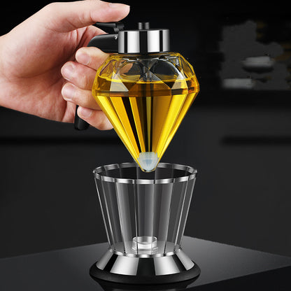 Diamond Glass Oil Jug – Press Type Transparent Oil Dispenser for Kitchen & Multi-Purpose Use