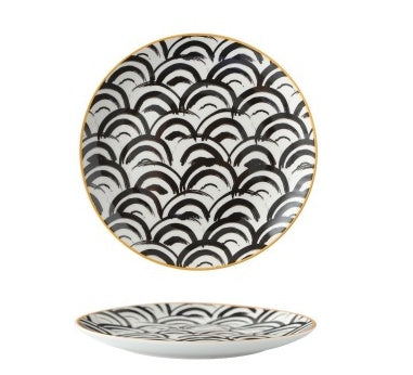 8-Inch Nordic Style Geometric Ceramic Plate – Modern Flat Dish for Breakfast, Steak & Fruit | Decorative & Functional