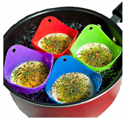 Green Silicone Egg Cooker – 4-Color Non-Stick Silicone Egg Boiler & Poacher Cups