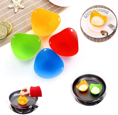 Green Silicone Egg Cooker – 4-Color Non-Stick Silicone Egg Boiler & Poacher Cups