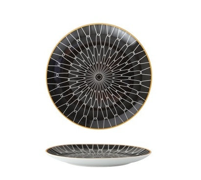 8-Inch Nordic Style Geometric Ceramic Plate – Modern Flat Dish for Breakfast, Steak & Fruit | Decorative & Functional