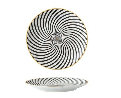 8-Inch Nordic Style Geometric Ceramic Plate – Modern Flat Dish for Breakfast, Steak & Fruit | Decorative & Functional