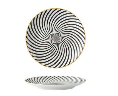 8-Inch Nordic Style Geometric Ceramic Plate – Modern Flat Dish for Breakfast, Steak & Fruit | Decorative & Functional