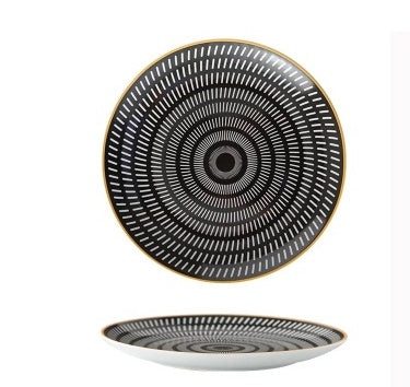 8-Inch Nordic Style Geometric Ceramic Plate – Modern Flat Dish for Breakfast, Steak & Fruit | Decorative & Functional