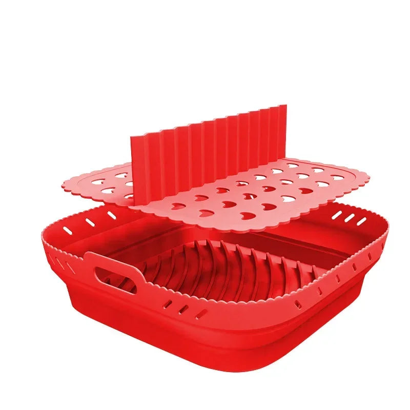 8.5 Inch Air Fryer Silicone Basket Plate Reusable Square Foldable Food-Safe Air Fryer Accesoires Cooking Tool Baking Molds Party
