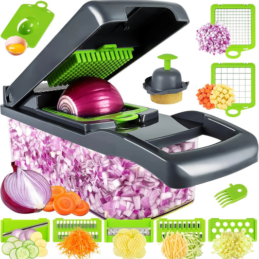 16-in-1 Vegetable Chopper, Professional Onion Chopper, Multifunctional Food Chopper, Kitchen Vegetable Slicer And Dicer, Vegetab