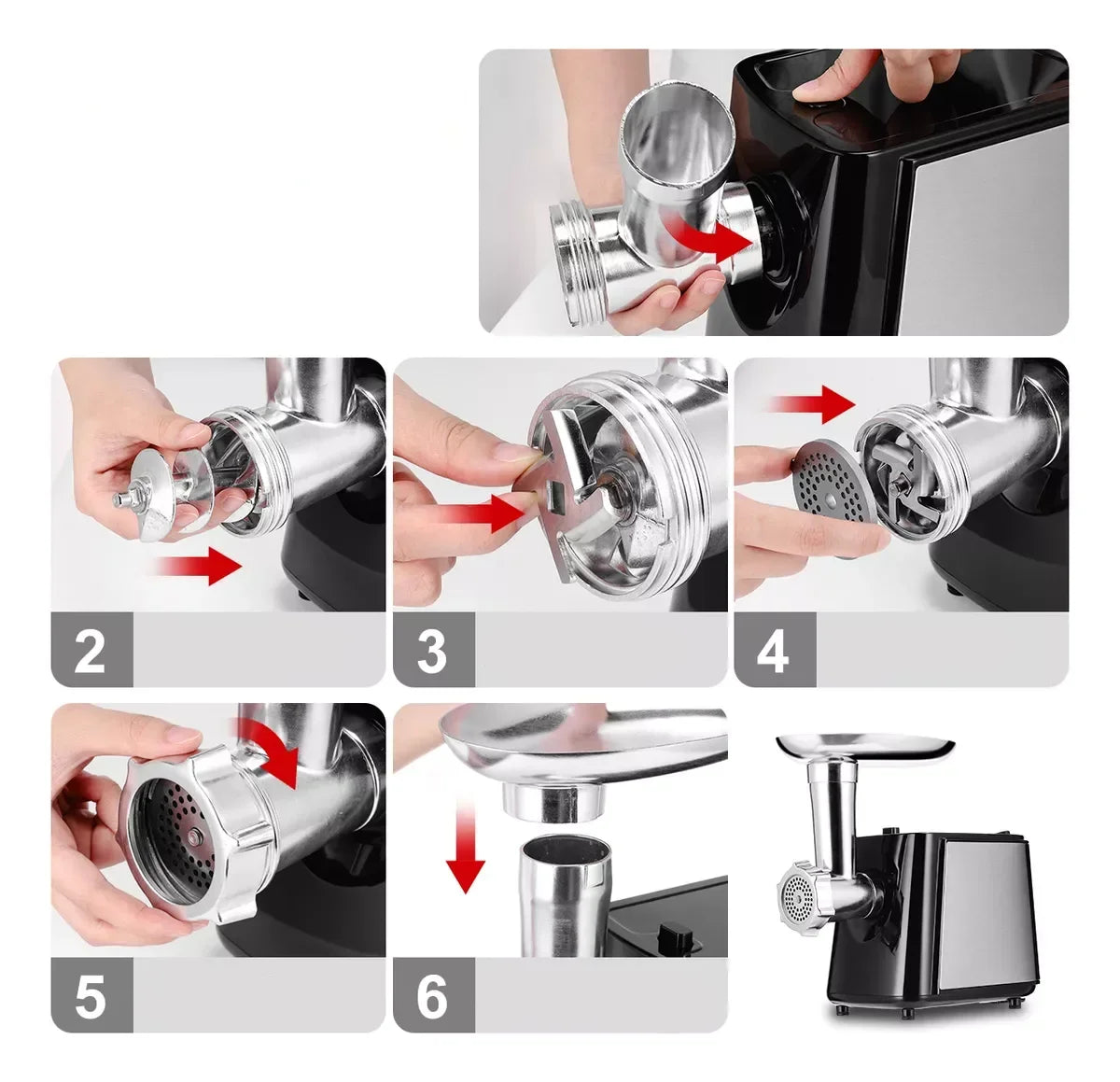 Stainless Steel Electric Meat Grinder Home Multifunctional Blade Meat Mincer Meat Food Processor Sausage Noodles Maker Filler