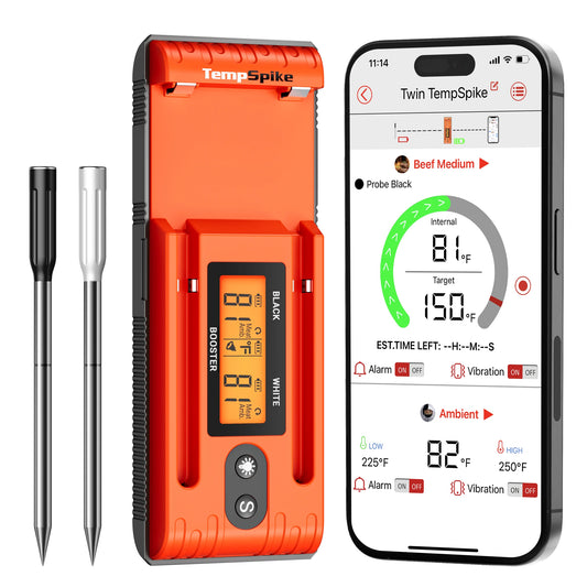 ThermoPro 500FT Bluetooth Meat Thermometer,Food Thermometer with LCD Signal Booster & Dual Color-Coded Probes for BBQ Oven