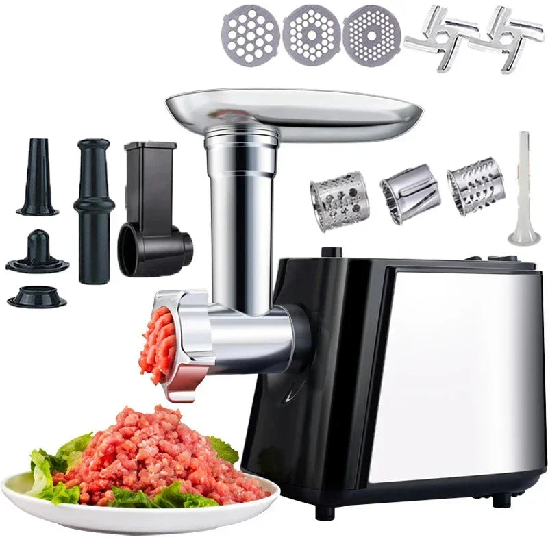 Stainless Steel Electric Meat Grinder Home Multifunctional Blade Meat Mincer Meat Food Processor Sausage Noodles Maker Filler