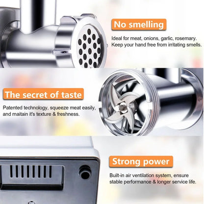 Stainless Steel Electric Meat Grinder Home Multifunctional Blade Meat Mincer Meat Food Processor Sausage Noodles Maker Filler