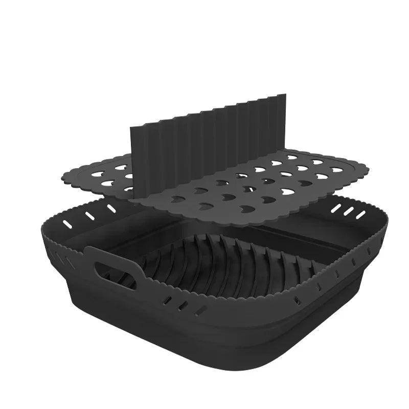8.5 Inch Air Fryer Silicone Basket Plate Reusable Square Foldable Food-Safe Air Fryer Accesoires Cooking Tool Baking Molds Party